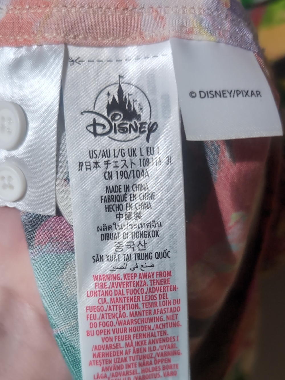 Men's Disney Pixar Button Up Shirt Large - Picture 3 of 3